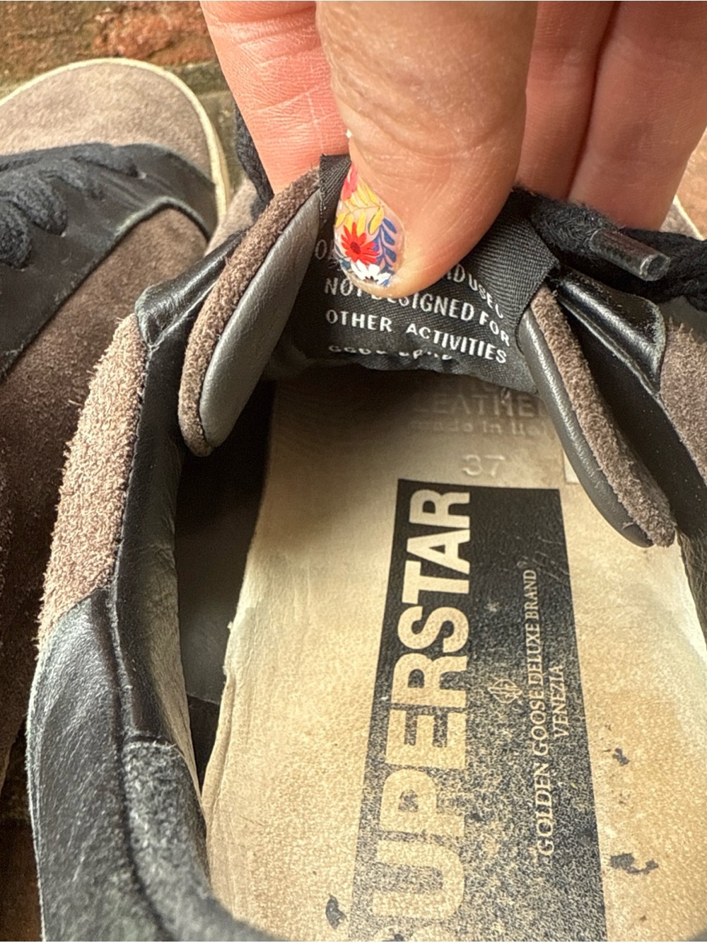 Golden Goose Superstar Grey Suede Sneakers with Black leather Accents sz37 - Picture 8 of 9